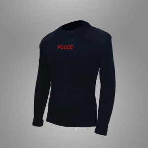 I-Wool polyester emnyama ye-navy blue police combat pullover