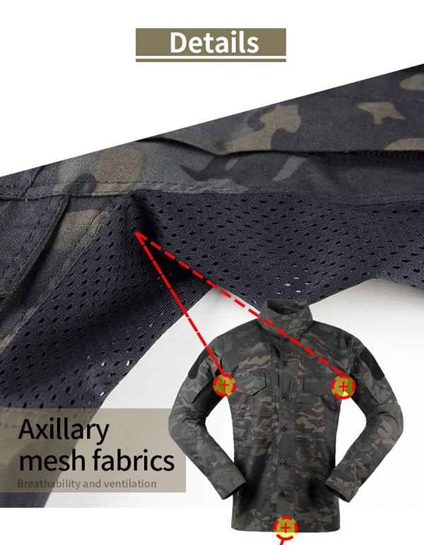 Multicam black tactical long sleeve shirt detail pictures