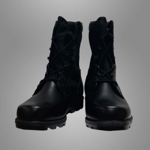 Military black leather boots