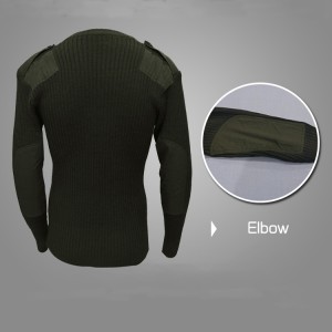 100% жүннен жасалған зәйтүн жасылы әскери жауынгерлік пуловер