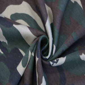 Poly/Cotton Army Woodland Camouflage Fabric Single Jersey Fabric