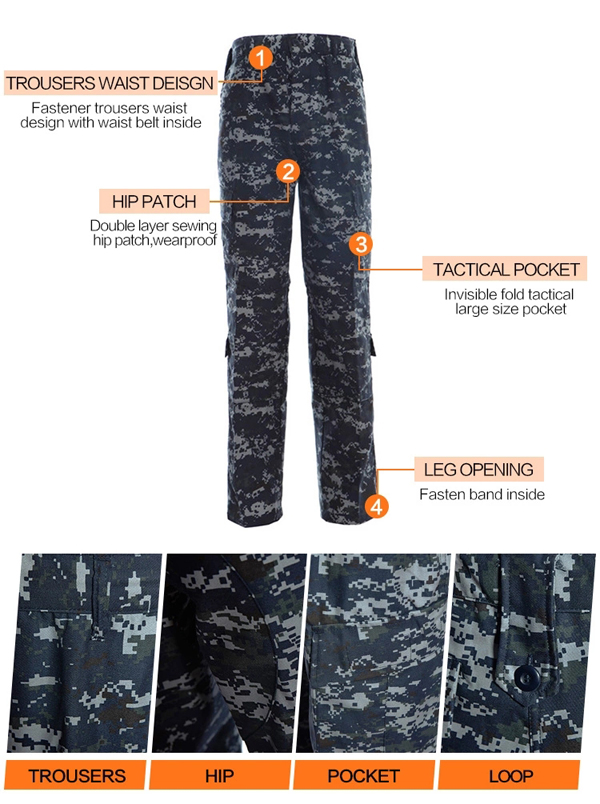 Dark blue ACU military uniform detail pictures