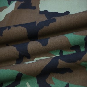 Nylon/Cotton Sateen Woodland Camo Printed Army Military Fabric