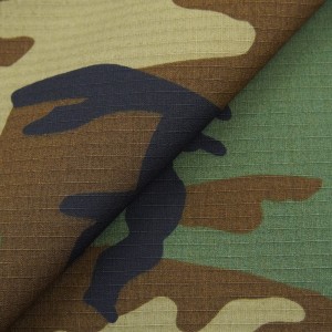 poly/cotton Army Woodland Camouflage Ripstop Fabrics For Military Uniforms