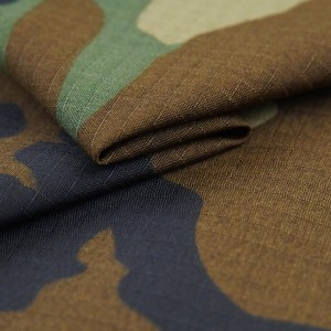 poly/cotton Army Woodland Camouflage Ripstop Fabrics For Military Uniforms