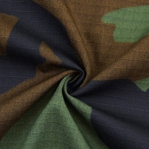 poly/cotton Army Woodland Camouflage Ripstop Fabrics For Military Uniforms