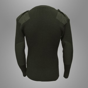 Воен борбен пуловер од 100% волна маслинесто зелена боја